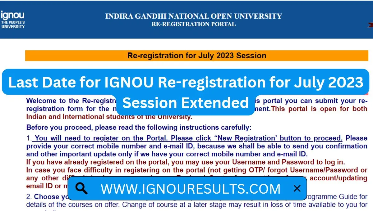 IGNOU Re-registration