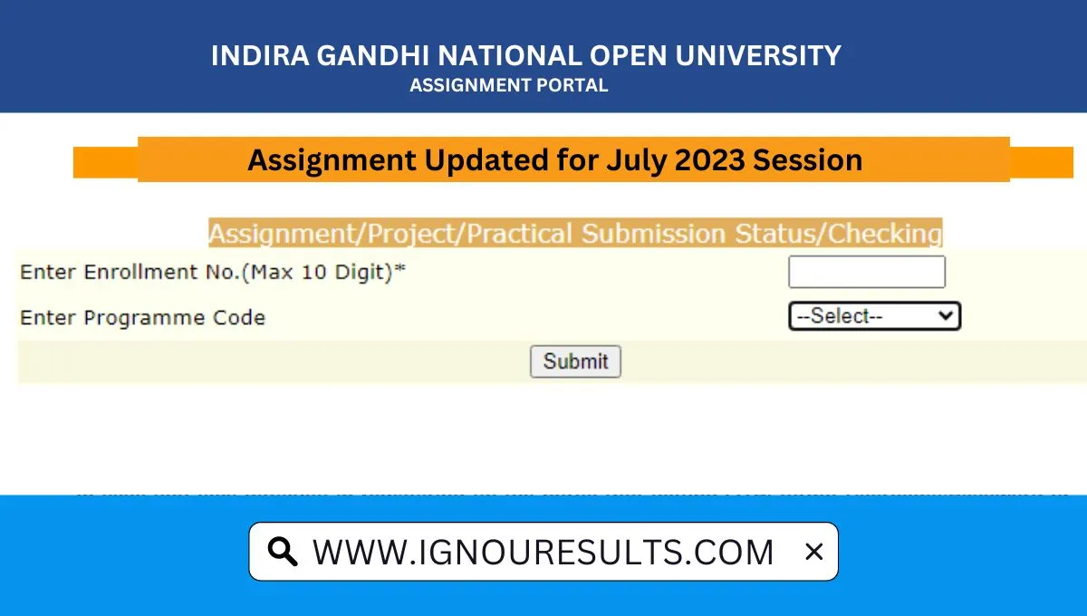 ignou assignment submission status 2023 july session